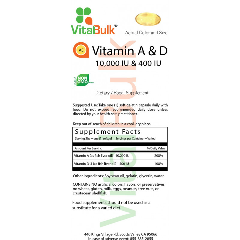 Vitamin А & D3 10 000 IU & 400 IU (250 Count)