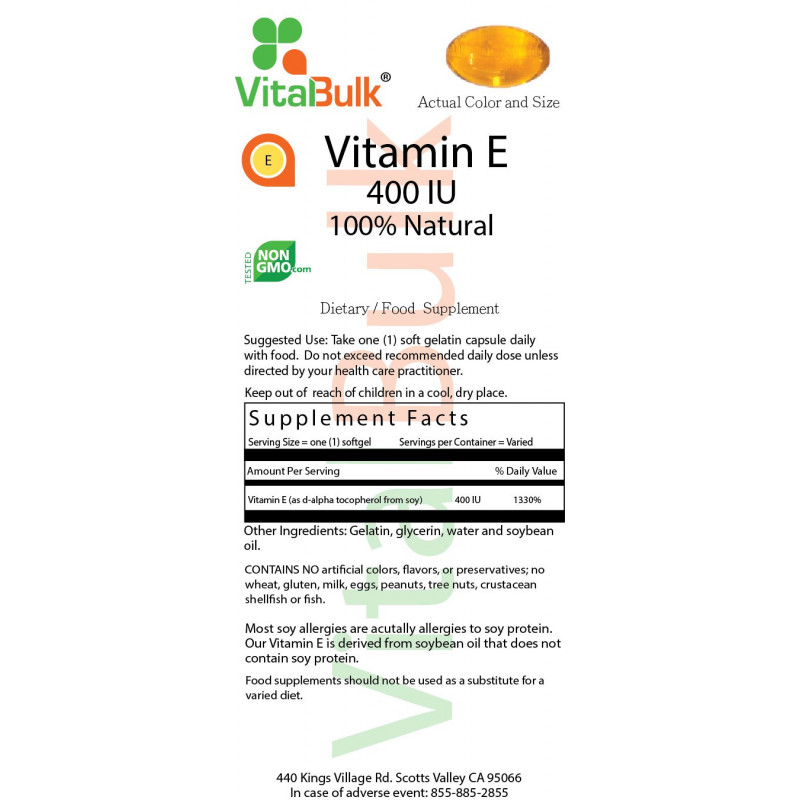 Vitamin E 400 Iu 250 Count 590 10 Newvitallife