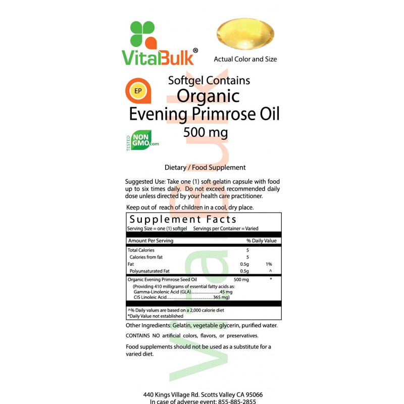 Evening Primrose Oil 500 mg (100 Count)