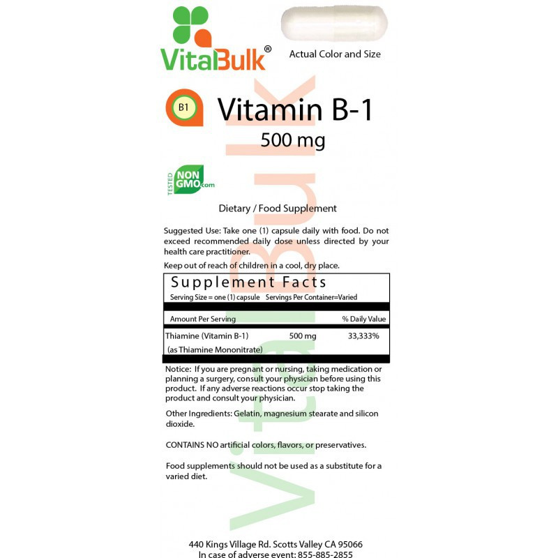 Vitamin B1 500 mg (100 Count), 610-06