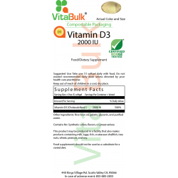 Vitamin D3 2,000 IU Softgel - 100 Count Compostable Bag 586-06-B